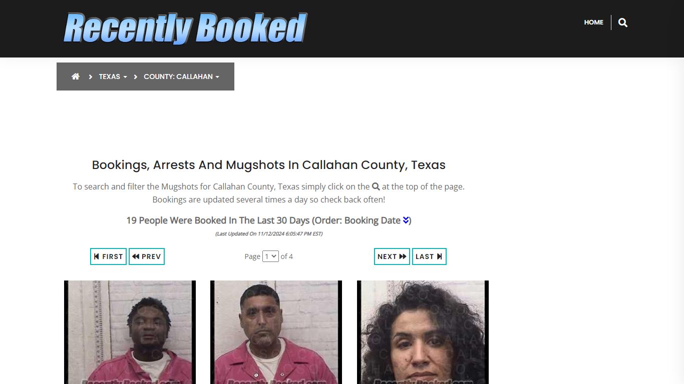 Bookings, Arrests and Mugshots in Callahan County, Texas - Recently Booked