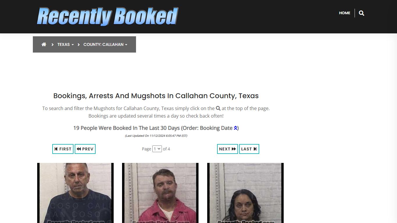 Bookings, Arrests and Mugshots in Callahan County, Texas - Recently Booked